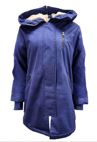 HoodLamb Women's Navy Oversized Warm Natural Hemp Coat 420 NWT