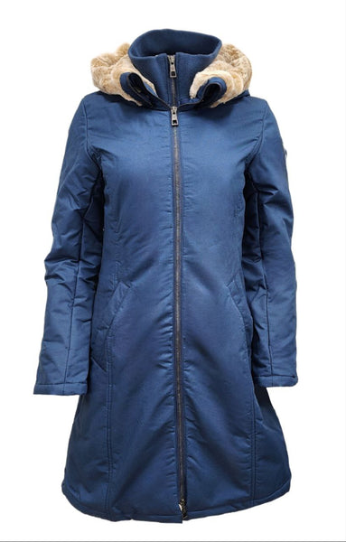 HoodLamb Women's Navy 2-1 Long Natural Hemp Inner Vest Puffer NWT