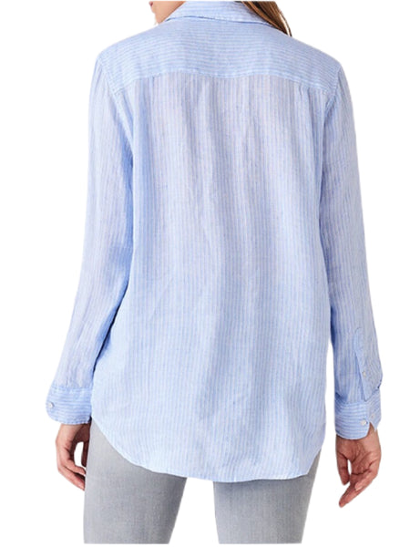 DL1961 Women's Blue Stripe Nassau & Manhattan Button Down Long Sleeve Shirt NWT
