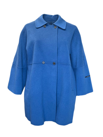 Marina Rinaldi Women's Blue Natalia Wool Blended Coat NWT