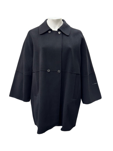Marina Rinaldi Women's Black Natalia Button Closure Coat NWT