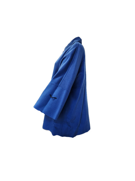 Marina Rinaldi Women's Blue Natalia Button Closure Wool Coat Size 22W/31 NWT