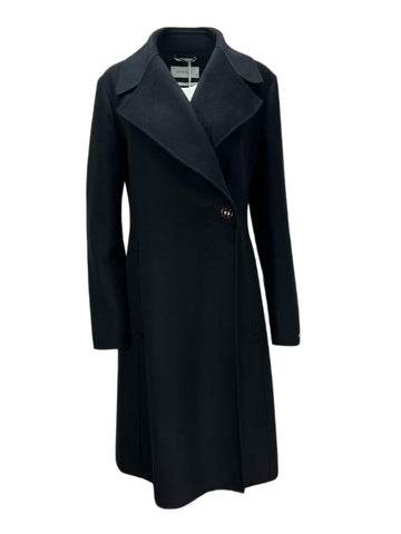 SPORTMAX Women's Black Navona Welt Pockets Snap Closure Coat NWT
