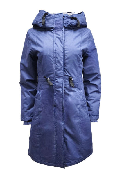 HoodLamb Women's Navy Drawstring Natural Hemp Hooded Parka 420 NWT
