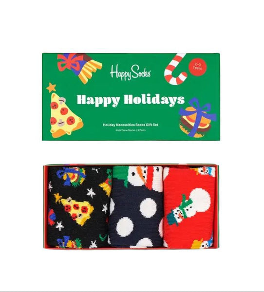 HAPPY SOCKS Kids' Holiday Necessities 3 Pair Socks Gift Set 2-3 Years NWB
