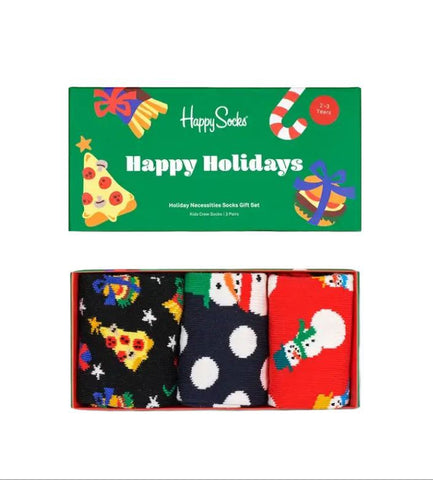HAPPY SOCKS Kid's Holiday Necessities 3 Pair Socks Gift Set 2-3 Years NWB