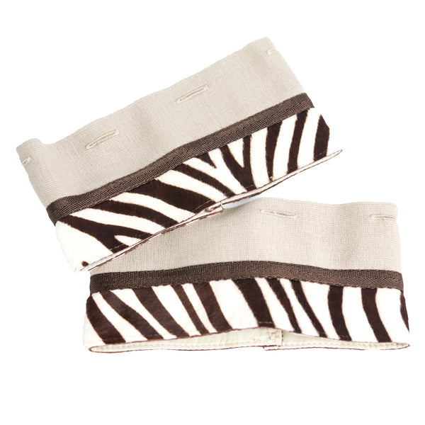 'S Max Mara Women's Negrar Zebra Print Cube Collection Cuffs One Size Beige