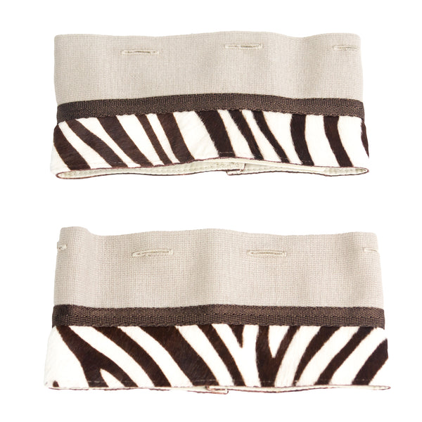 'S Max Mara Women's Negrar Zebra Print Cube Collection Cuffs One Size Beige