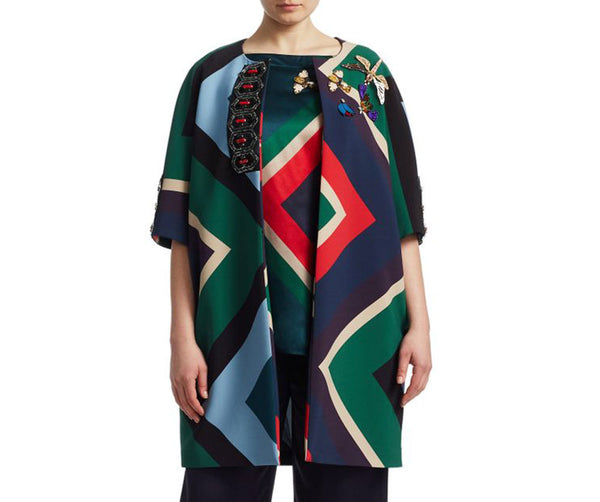 MARINA RINALDI Women's Blue/Purple Nelson Embellished Jacket $1945 NWT