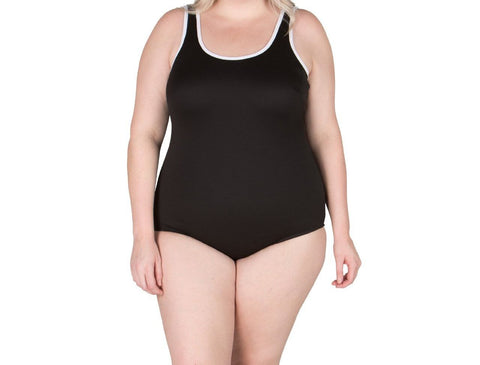 T.H.E. Women's Black Colorblock One Piece Plus Size Swimsuit #B1 30 NWT