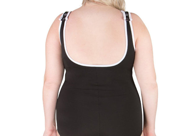 T.H.E. Women's Black Colorblock One Piece Plus Size Swimsuit #B1 30 NWT