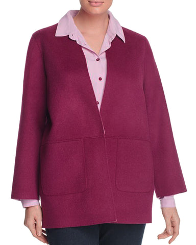 MARINA RINALDI Women's Magenta Nido Wool Coat $1115 NWT