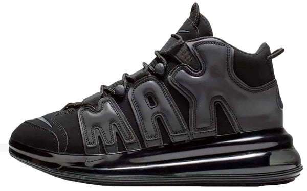 NIKE Unisex Triple Black Air More Uptempo 720 QS 1 Shoes NEW