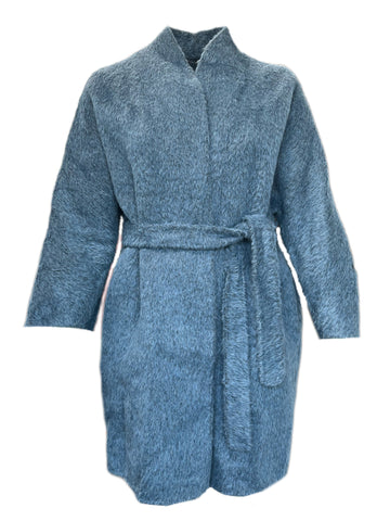Marina Rinaldi Women's Blue Ninfa Alpaca Wool Coat Size 14W/23 NWT