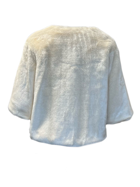 Marina Rinaldi Women's White Ninfea Faux Fur Coat NWT