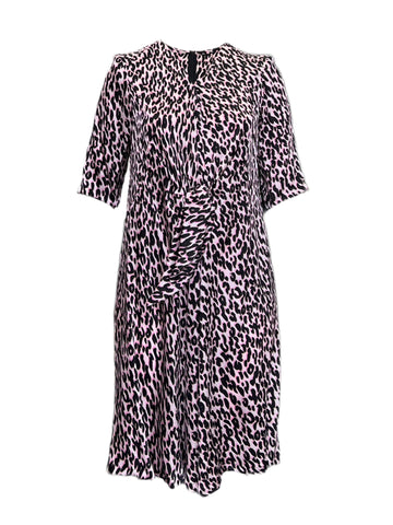 MARINA RINALDI by MaxMara Nixon Pink Animal Print V-Neck Dress