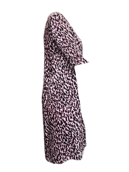 MARINA RINALDI by MaxMara Nixon Pink Animal Print V-Neck Dress