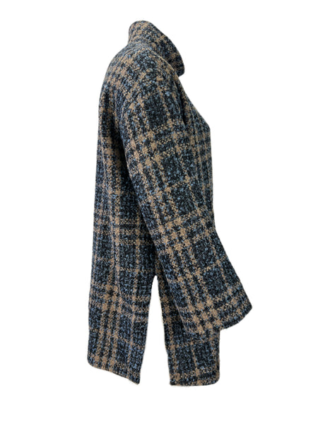 Marina Rinaldi Women's Blue Noce Insulated Tweed Coat NWT