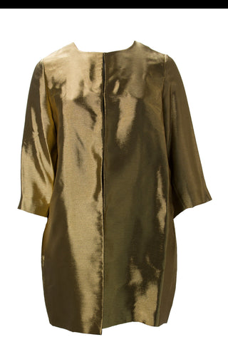 MARINA RINALDI Women's Gold Nouvelle Shortcoat $1240 NWT