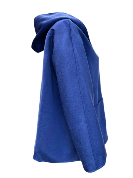 Marina Rinaldi Women's Blue Nove Hooded Wool Coat NWT