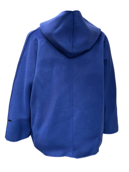 Marina Rinaldi Women's Blue Nove Hooded Wool Coat NWT