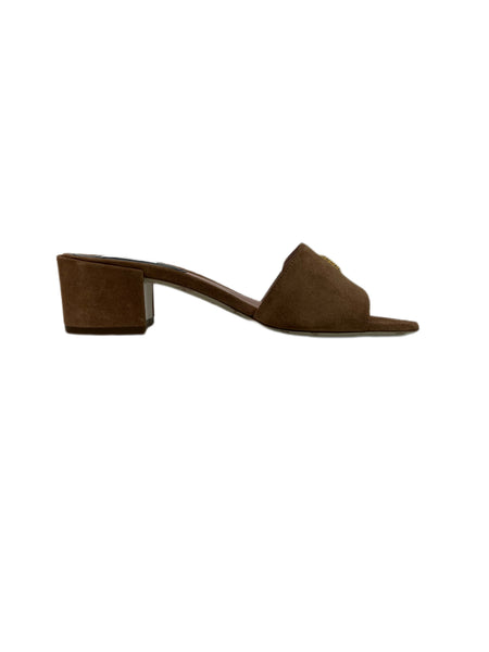 Max Mara Women's Nudo Ampex Suede Block Heel Slide Sandals Size 7 NWB