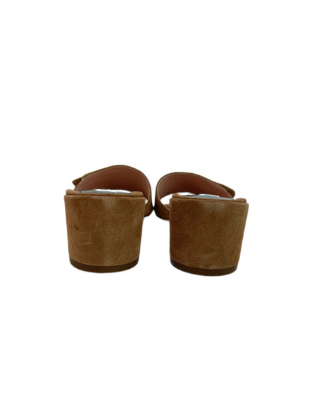 Max Mara Women's Nudo Ampex Suede Block Heel Slide Sandals Size 7 NWB