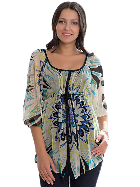 OLIAN Maternity Women's Pastel Floral Print Silk Peasant Top XS $130 NEW