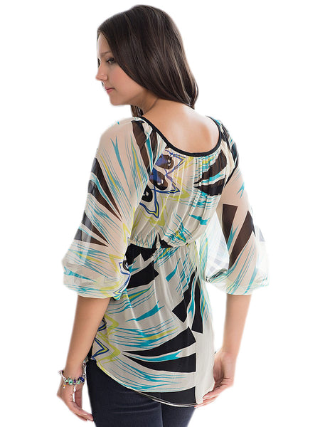 OLIAN Maternity Women's Pastel Floral Print Silk Peasant Top XS $130 NEW