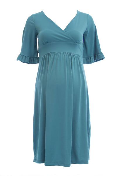 OLIAN Maternity Women's Ruffle Sleeve Surplice Neck Dress $130 NEW