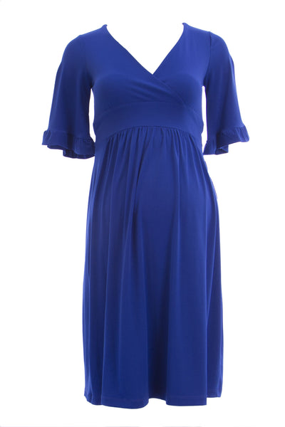 OLIAN Maternity Women's Ruffle Sleeve Surplice Neck Dress $130 NEW