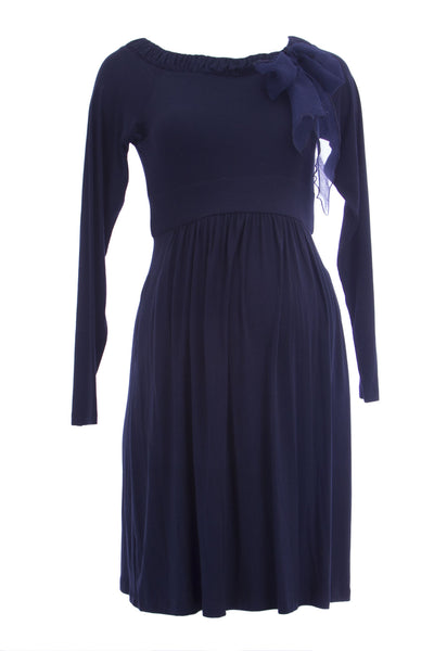 OLIAN Maternity Women's Bow Accent Long Sleeve Boat Neck Dress $148 NEW