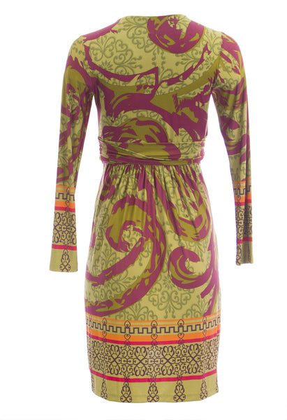 OLIAN Maternity Women's Lime Floral Print Wrap Around Sash Dress $145 NWT