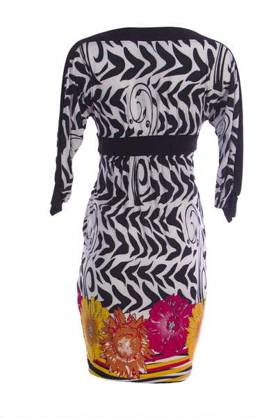 OLIAN Maternity Women's Multi Floral Print 3/4 Blouson Sleeve Dress $148 NWT