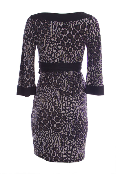 OLIAN Maternity Women's Leopard Print Boat Neack Waist Tie Accent Dress $148 NWT