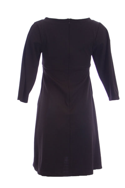 OLIAN Maternity Women's Black Faux Leather Inset Princess Panel Dress $175 NWT