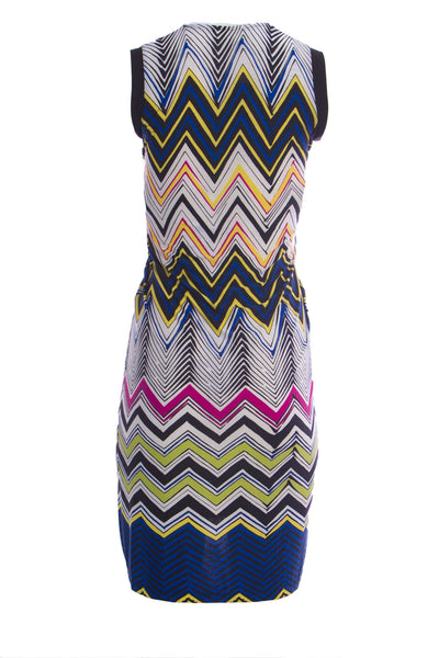 OLIAN Maternity Women's Blue Zig Zag Print Twist Tie Sleeveless Dress $148 NWT