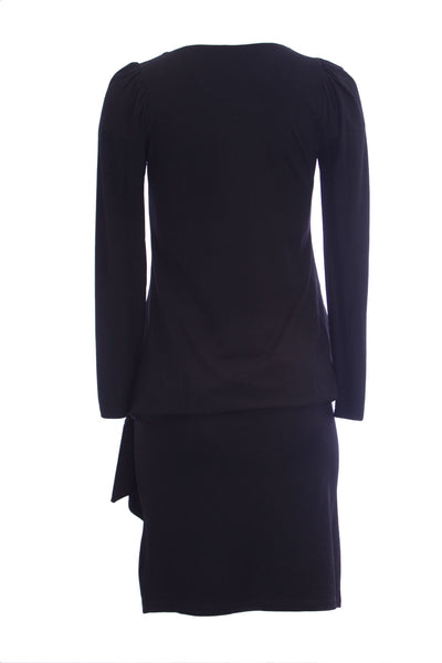 OLIAN Maternity Womens Black Side Knot Accent Long Sleeve Blouson Dress $148 NWT