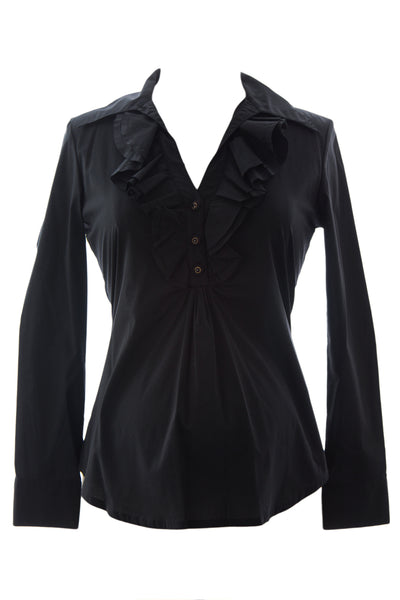 Olian Women's Long Sleeve Ruffled Maternity Blouse X-Small Black