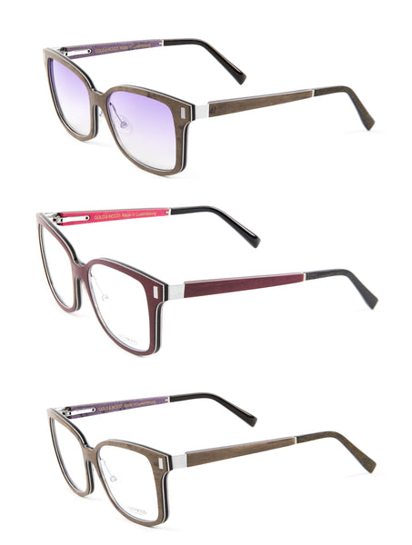 Gold & Wood Orion 07 Square Eyeglass Frames 53mm $789 NEW