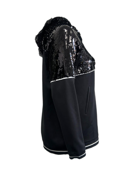 Marina Rinaldi Women's Black Obelo Beaded Hooded Jacket NWT