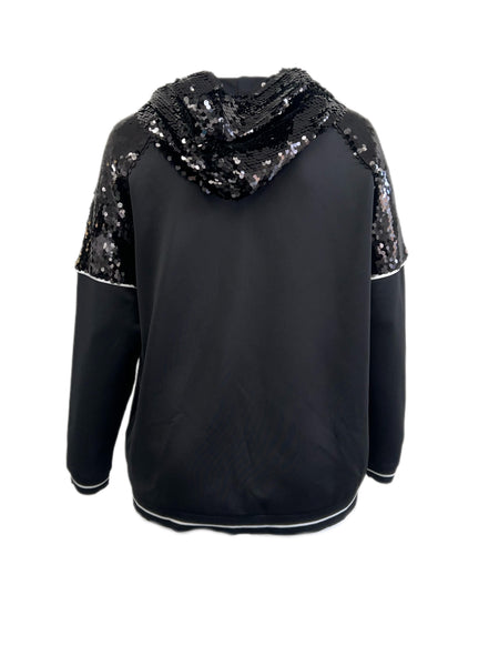 Marina Rinaldi Women's Black Obelo Beaded Hooded Jacket NWT