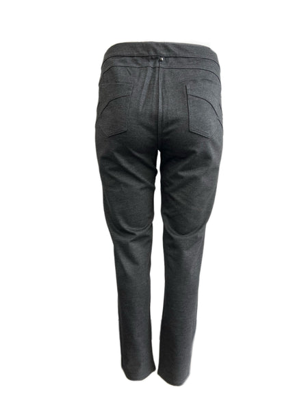 Marina Rinaldi Women's Dark Grey Oblungo Mid Rise Stretchy Jersey Pants Size XL