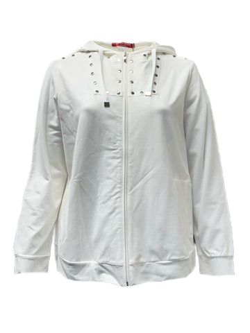 Marina Rinaldi Women's White Oboista Hooded Jersey Jacket NWT