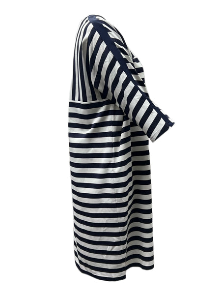 Marina Rinaldi Women's Blue Occhiali Striped Jersey Dress NWT