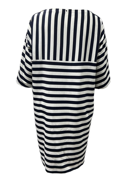Marina Rinaldi Women's Blue Occhiali Striped Jersey Dress NWT