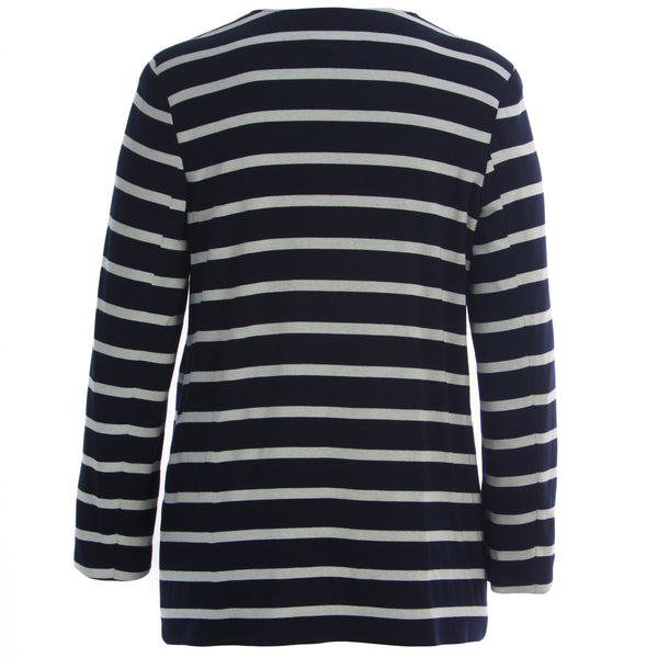 MARINA RINALDI Womens Navy Occorso Stripe Single Button Blazer $480 NWT