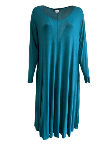 Marina Rinaldi Women's Green Occulto Long Sleeve Jersey Maxi Dress NWT