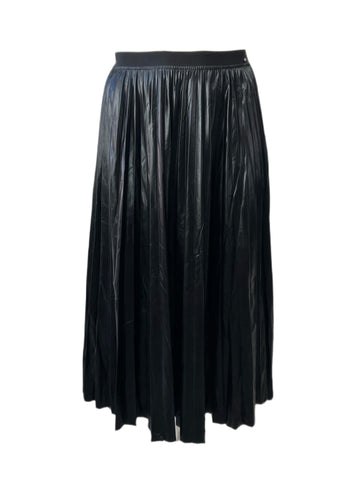Marina Rinaldi Women's Black Occulto Faux Leather Pleated Skirt NWT