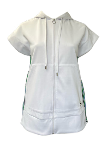 Marina Rinaldi Women's White Occulto Zipper Closure Sweatshirt Size M NWT